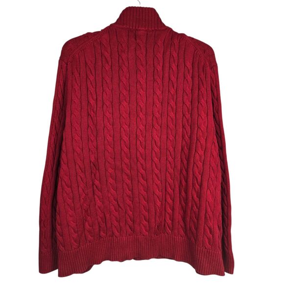 Polo Ralph Lauren Cable Knit Quarter Zip Sweater Men's 4XB Cotton Red Preppy - Picture 2 of 6